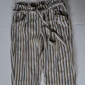 Striped Pants  with Tie up Waist